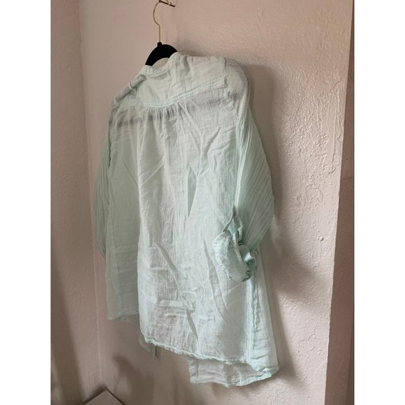 Promod thin mint blouse button up top - Picture 10 of 10
